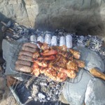 BBQ on Marloes Sands with a small but adequate fire