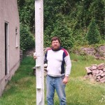 The writer with the large aluminium spar that was collected first. It measures 3m long by 18cm wide by 13mm thick.