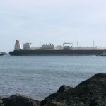 LNG tanker leaving waterway