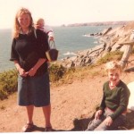 Anne with a young Peter and baby Joanne on the coast path