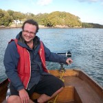 Pete steering the boat