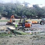 Replacement of stepping stones on one side of crabbing bridge